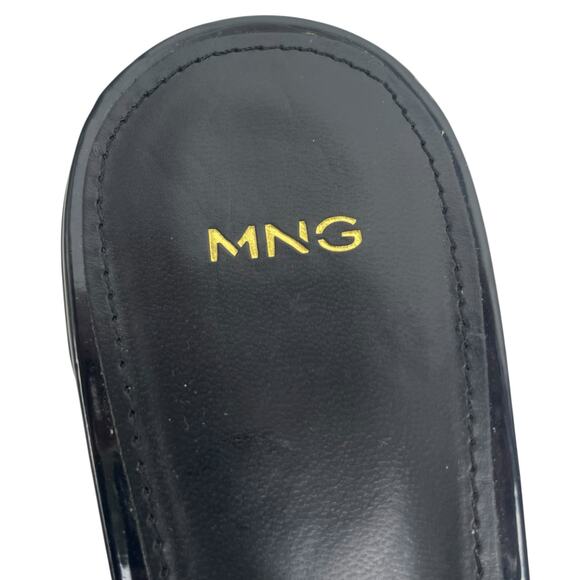 Mango Patent Leather Effect Slingback Mary Jane Pump Black Size 40 - Picture 11 of 12